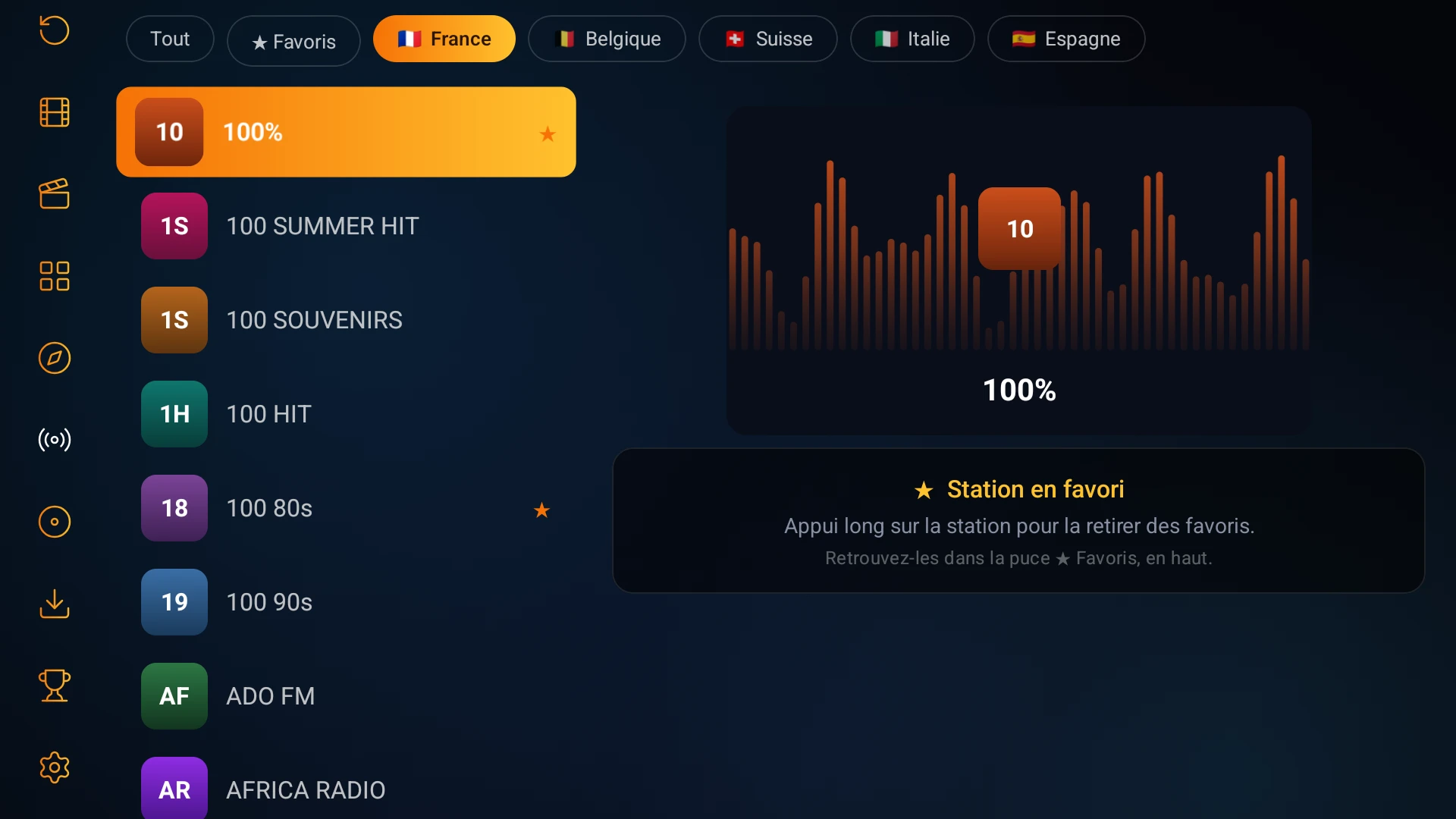 La radio — capture d'écran