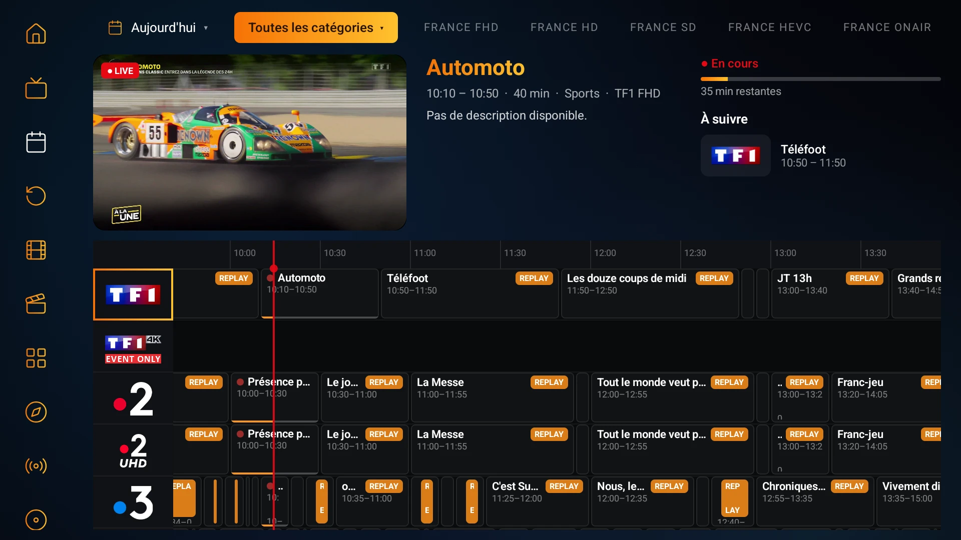 EPG, Replay — capture d'écran